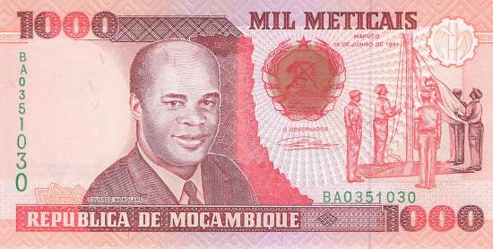 Mosambik p135 1000 Meticais 1991